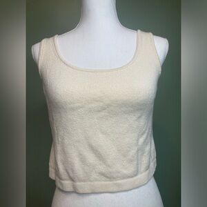 St. John Cream Neutral Crepe Knit Tank Shell Top Womens Size P